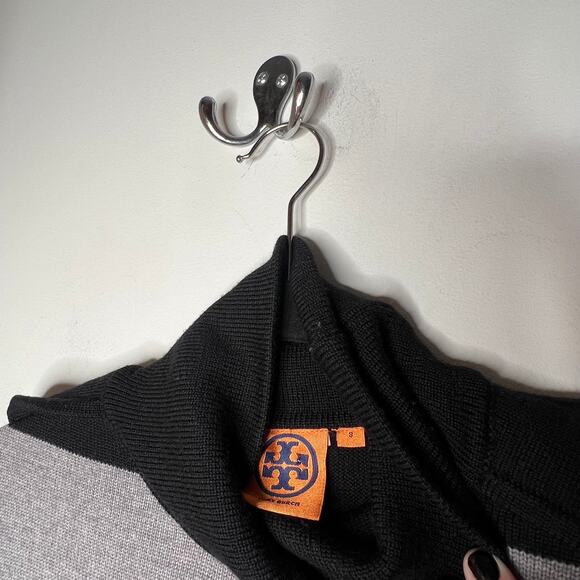 Tory Burch Striped Turtleneck Tunic Wool Merino Sweater Size Small - Picture 7 of 8